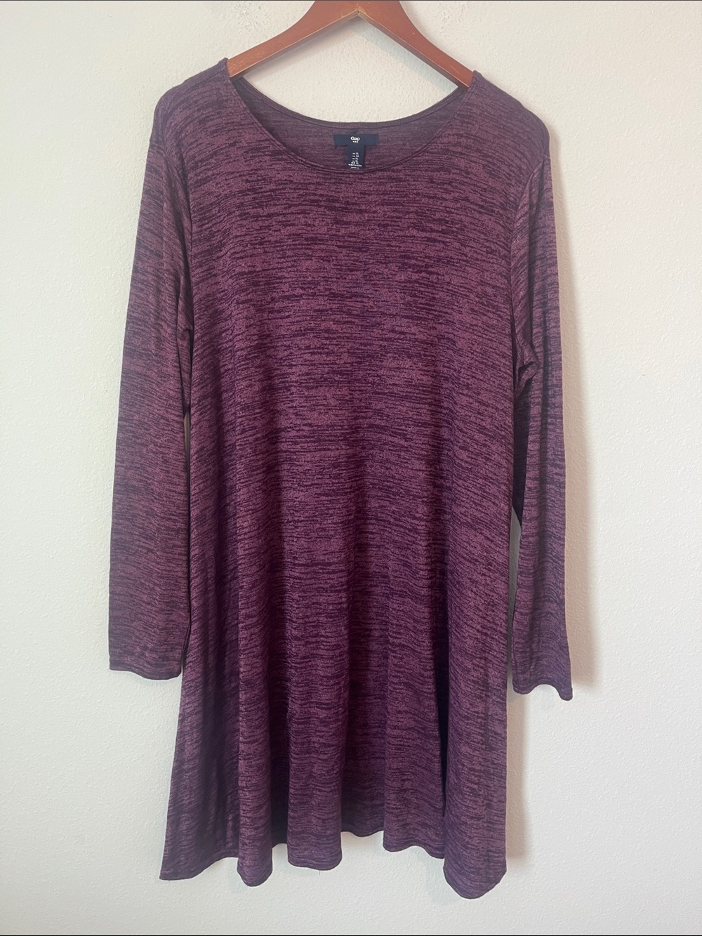 GAP Purple Knit Long Sleeve Swing Dress